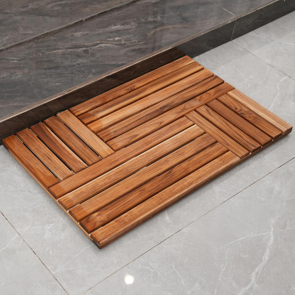 Utoplike Teak Wood Bath Mat, Shower Mats for Bathroom 32 x 20 inch Large