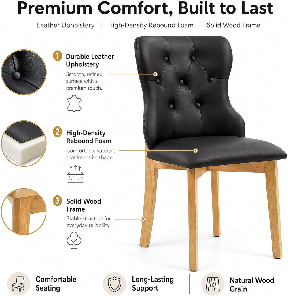 Mid Century Modern Dining Chairs Set of 4 PU Leather Dining Room Chairs High ...