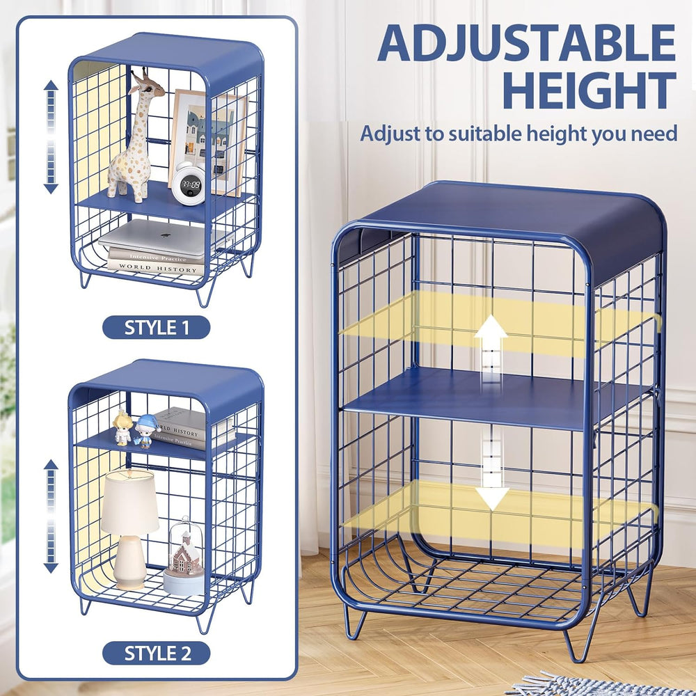 APEXCHASER Cute Nightstand,Metal Side Table,3-Tier Modern End Table with Stor...