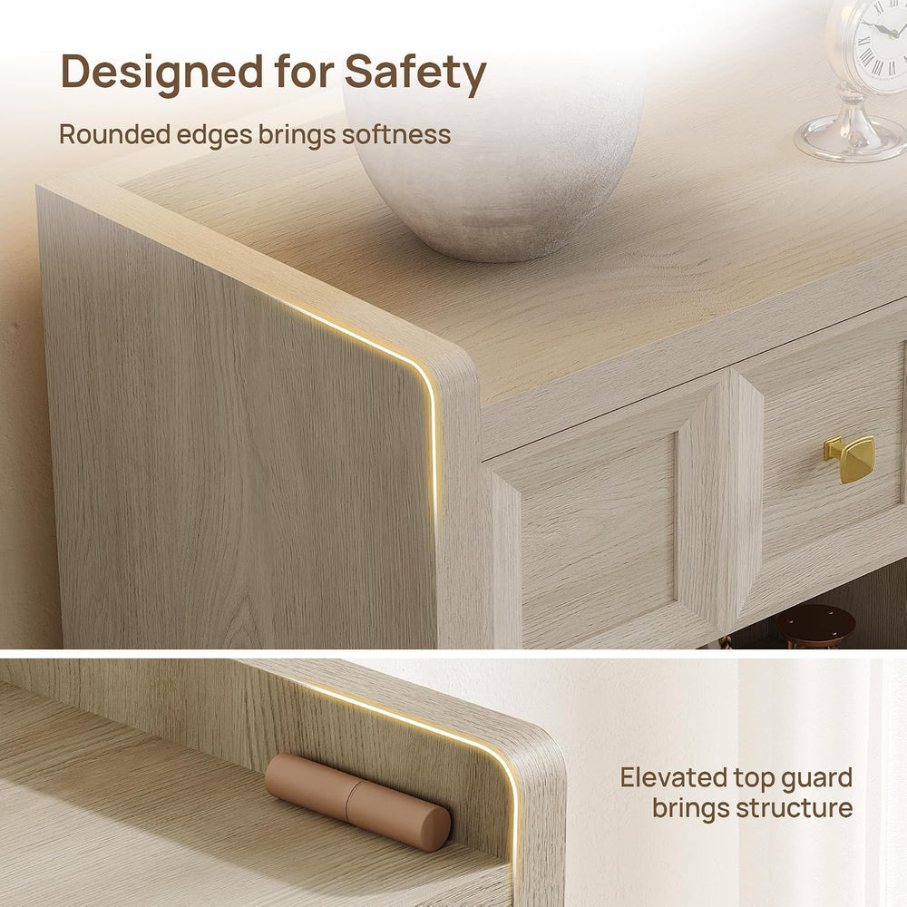 SICOTAS Night Stand Set 2, 26" Wide Nightstands with Drawer