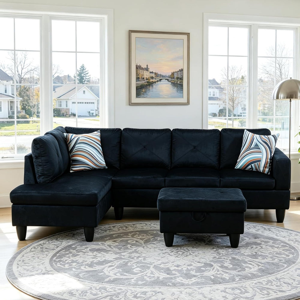 3-Piece L-Shaped Modular Leather Sofa – Convertible Sectional Couch with Mova...