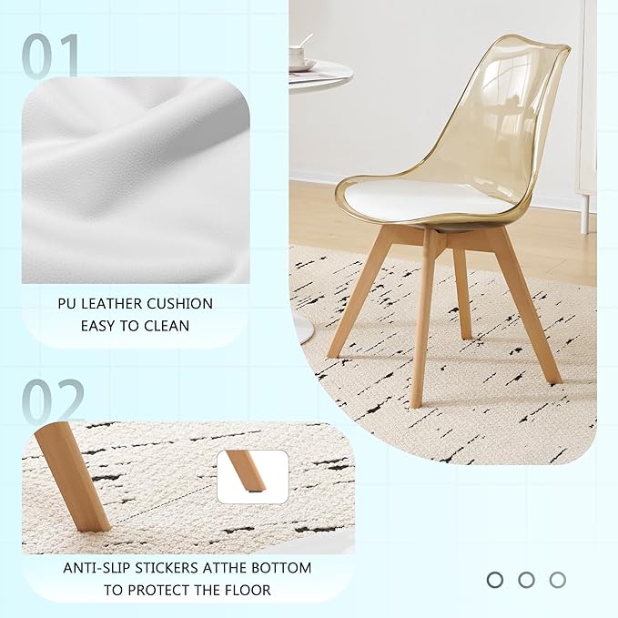 Clear Dining Chairs Set of 2, Modern Acrylic Dining Chair Kitchen Chairs with...