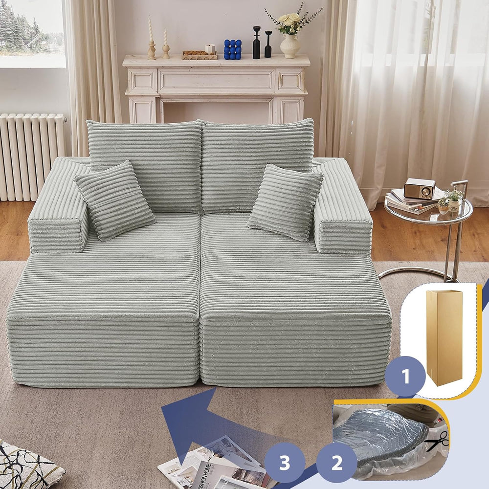 75"Oversized Chaise Lounge Chair,Sectional Double Lounge Chaise with Pil...