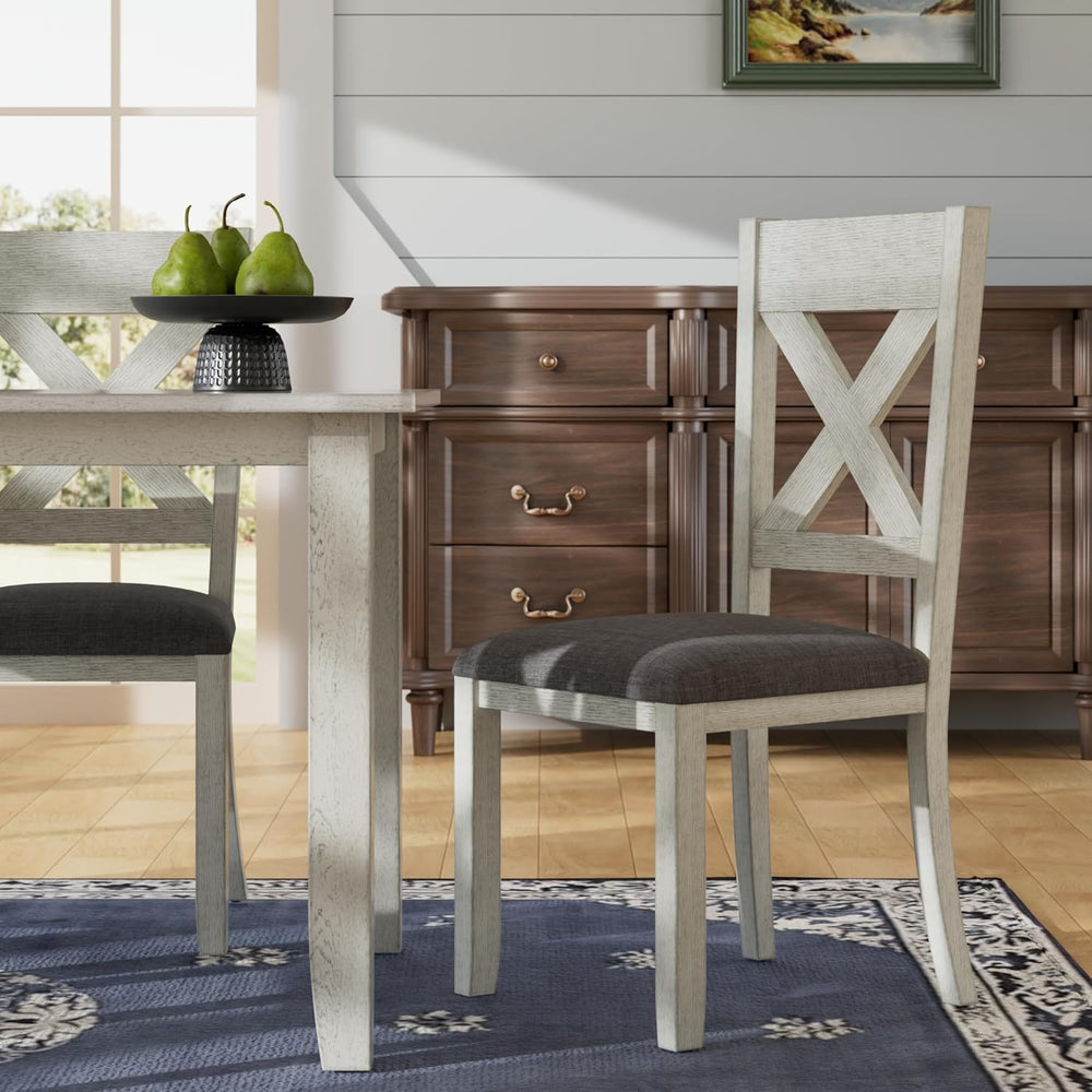 Peatuk Solid Wood Dining Chair Set of 2, Part of Dining Table Set, Mix and Ma...
