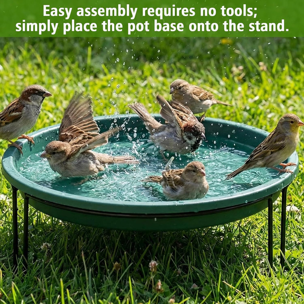 14.37'' Ground Bird Bath for Outside Large Bird Bath, Green