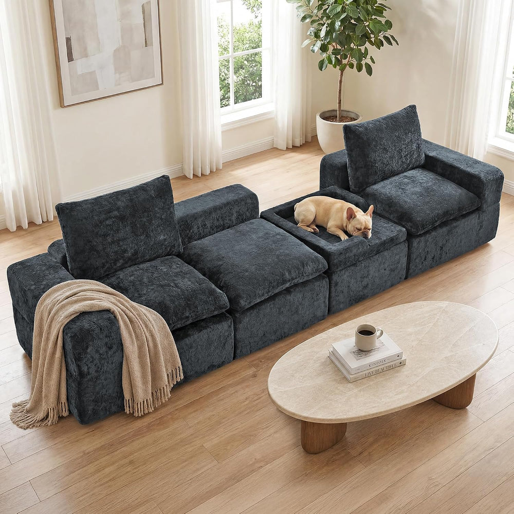 MONVANE 102" Modular Sectional Sofa, Oversized 4 Seat Convertible L Shap...