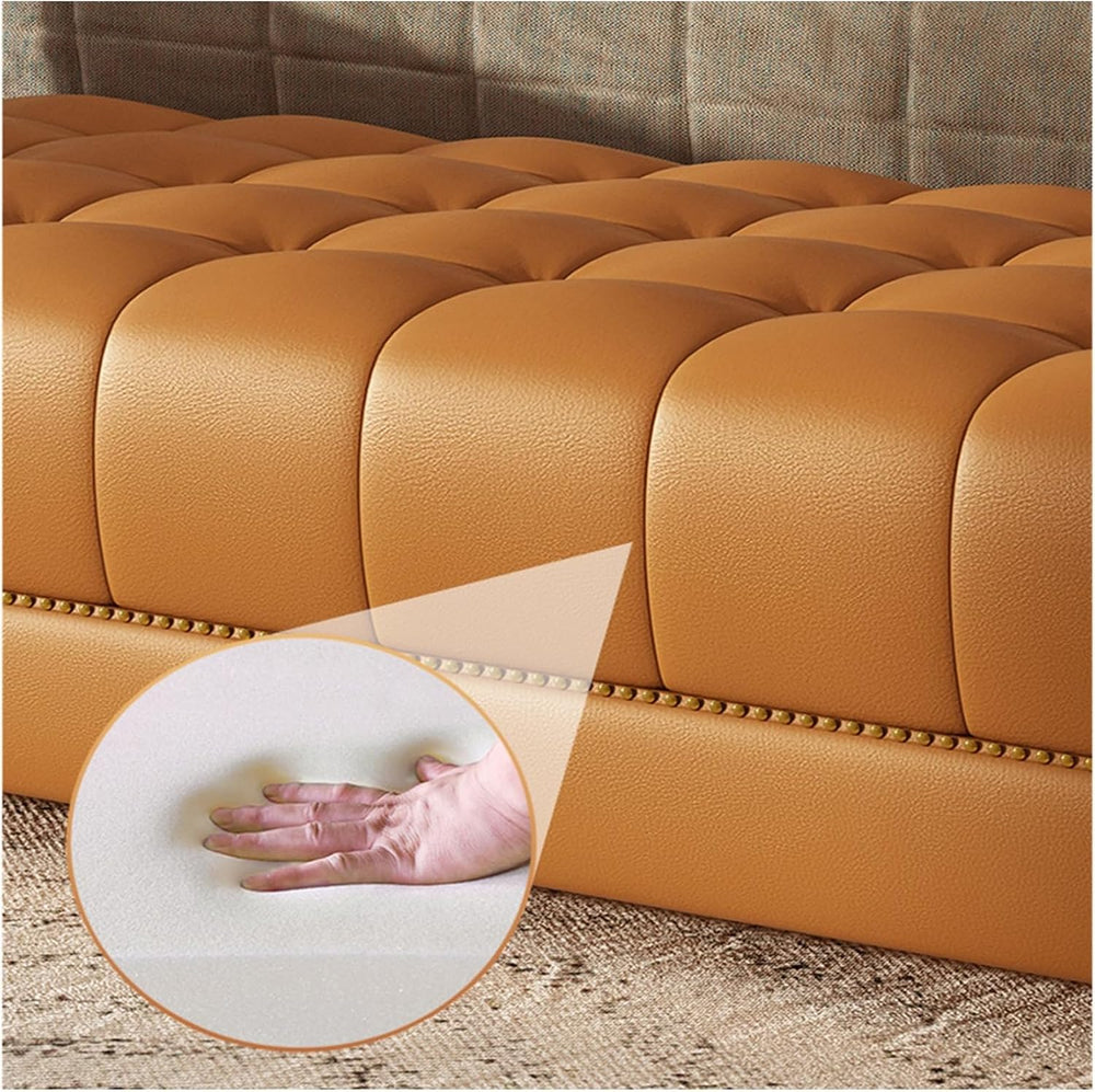 Modern Leather Bedroom Ottoman Bench,Upholstered End of Bed Modern Entryway S...