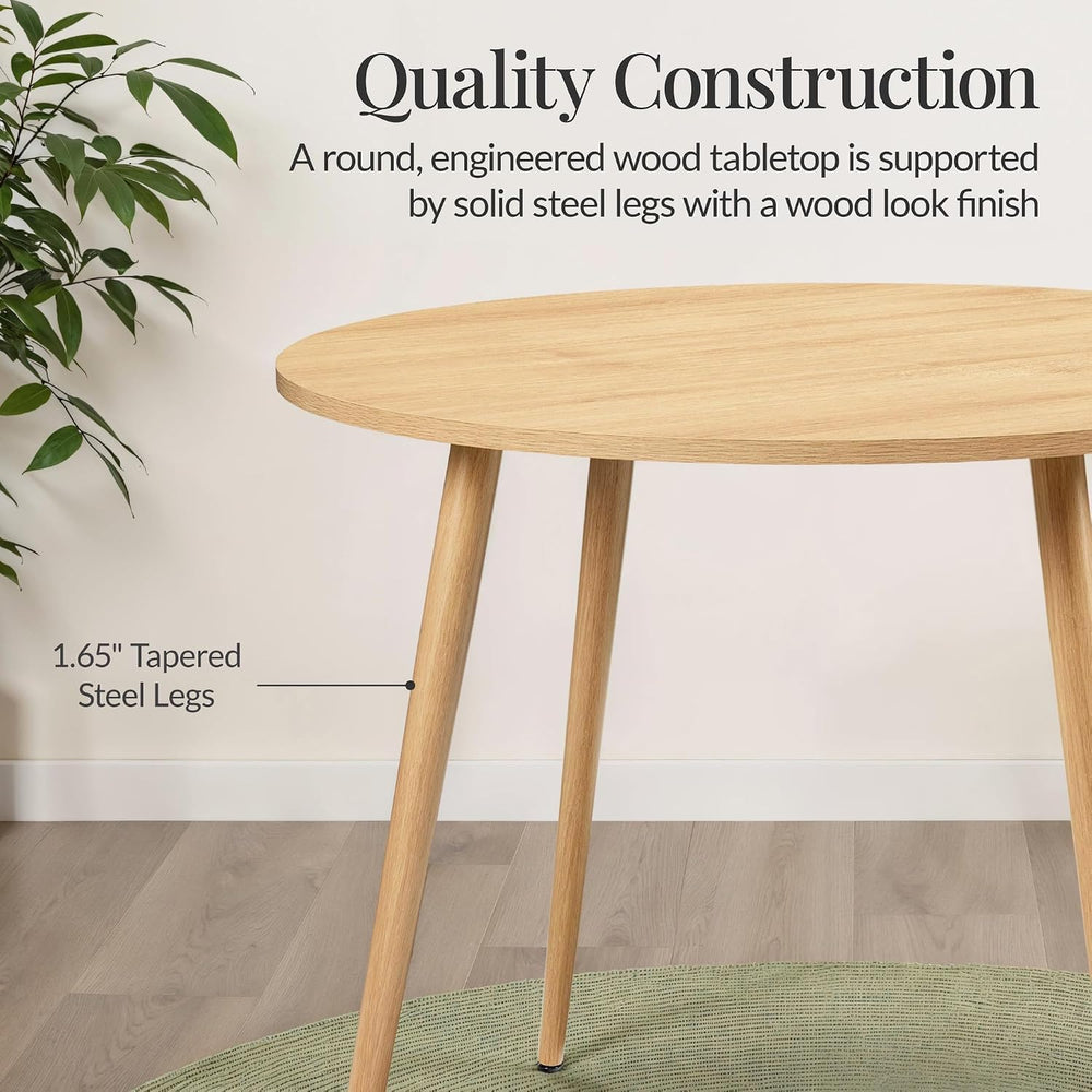 Best Choice Products Round 35.5in Dining Table for 4 w/Sturdy Wood Finish Ste...