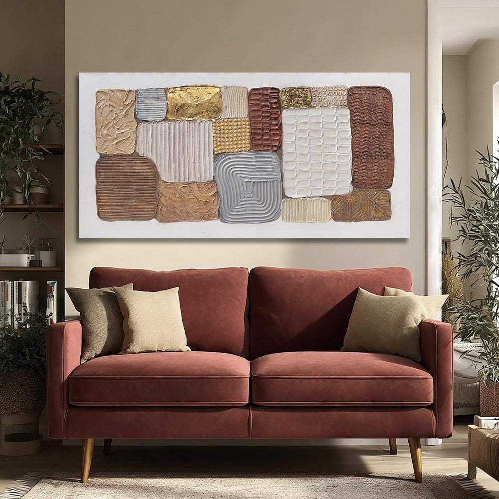 Dolidoteart Canvas Wall Art, Large Abstract Wall Art Print in Neutral Brown B...