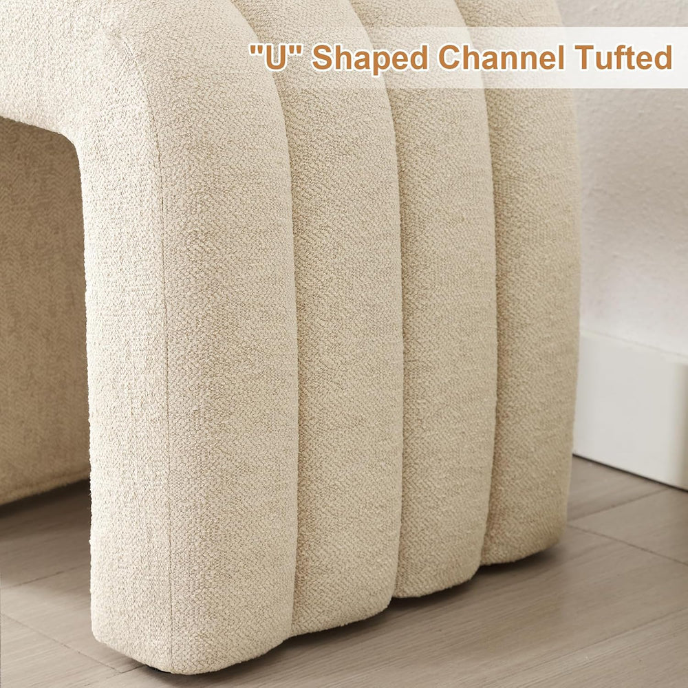 Flouki Ottoman Foot Stool with Channel Tufted, Small Ottoman Bench for Entryw...
