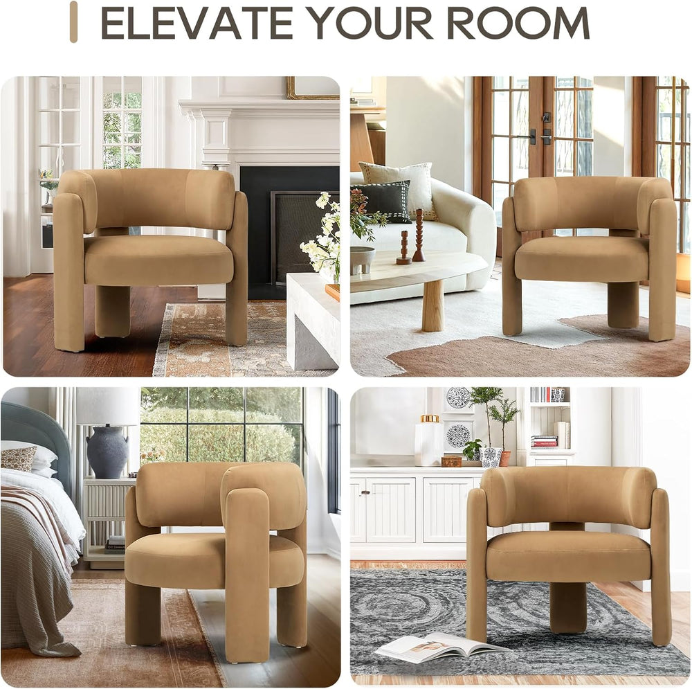 COLAMY Modern Velvet Accent Chairs Set of 2, Upholstered Barrel Chairs, Comfy...