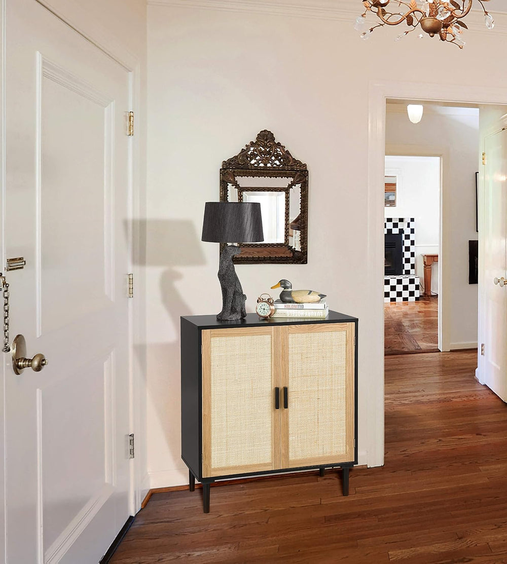 Finnhomy Sideboard Buffet Cabinet, Kitchen Storage Sideboard with Rattan Deco...