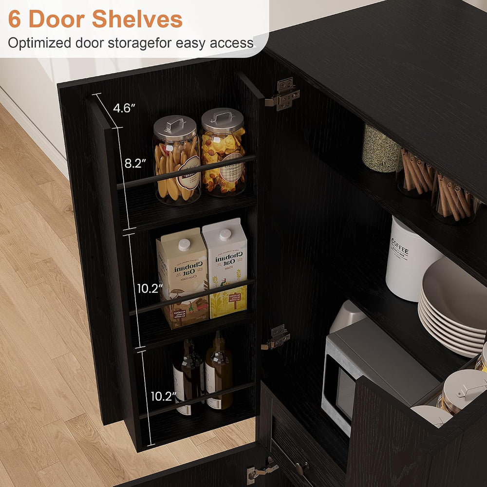 Garvee 71" Kitchen Pantry Cabinet, Barn Door Freestanding Cupboard with ...