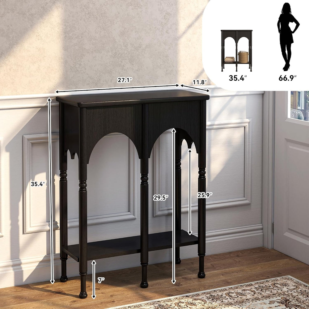 Console Table with Storage Shelf Set of 2, Retro Modern 2-Tier Entryway Table...
