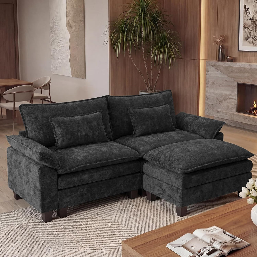 URRED Oversized Modular Sectional Sofa,Black:87" L Shaped