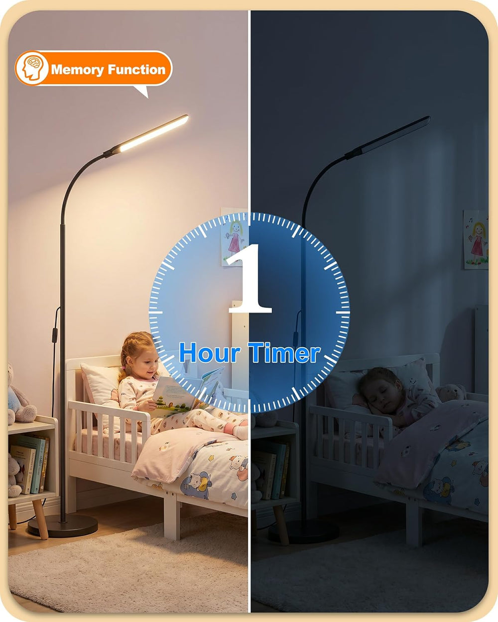 mukuxin LED Floor Lamp, 18W/1800lm Bright Reading Floor Lamp with Remote, Ste...