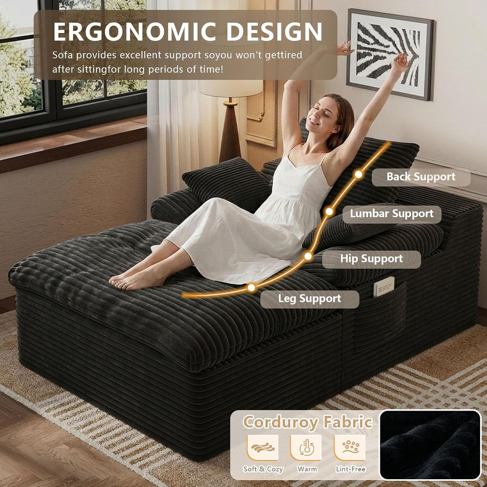 49.2" Oversized Chaise Lounge Chair Indoor, Modern Upholstered Deep Seat...