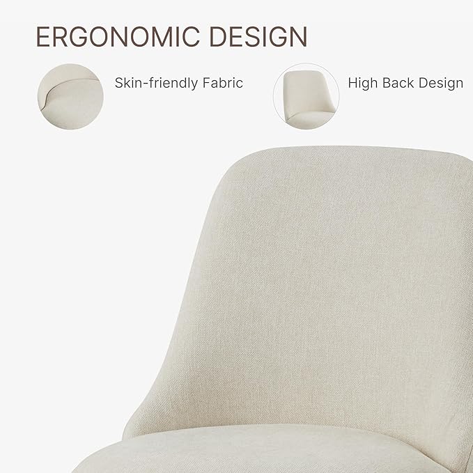 Swivel Dining Chairs Set of 2, Upholstered Mid Century Modern Deskchair with ...