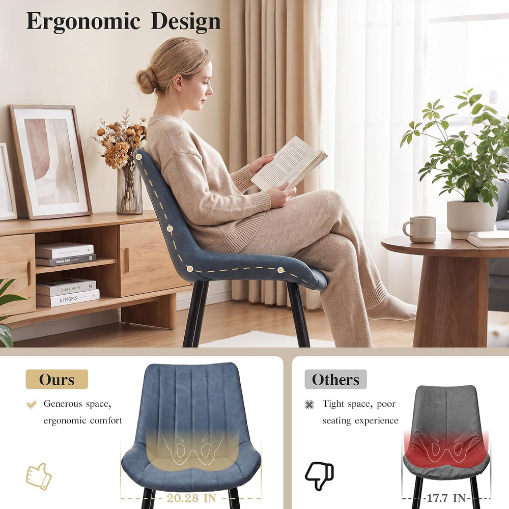 CLIPOP Dining Chairs Set of 6, Faux Leather Dining Chairs with Upholstered Se...