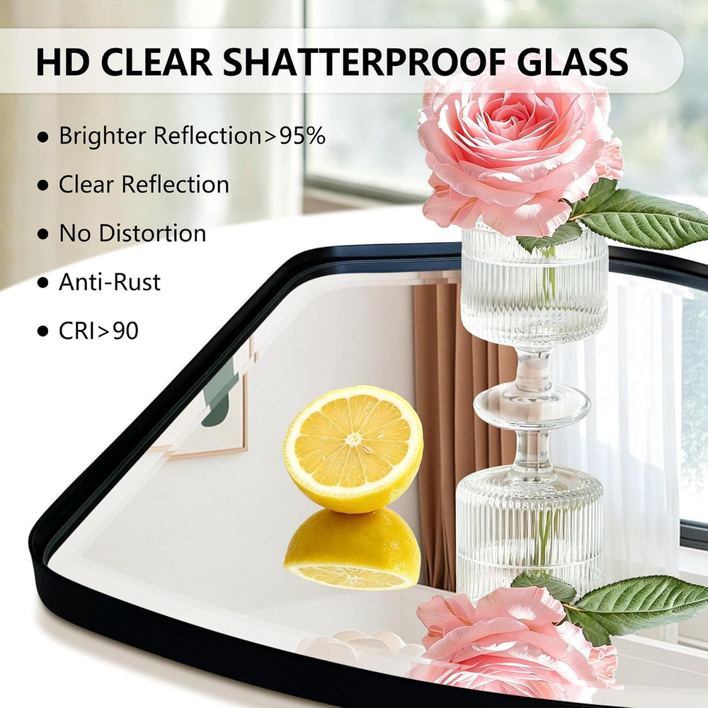 POZINO 66.8"x33" Irregular Beveled Mirror Full Length, Abstract Wal...