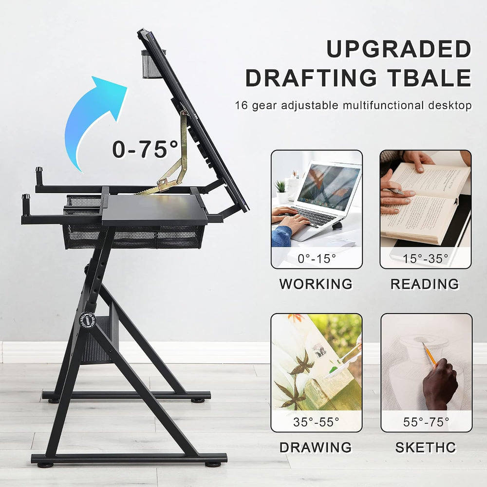 Drafting Table Adjustable for Artists - Art Drawing Desk with Storage for Pai...