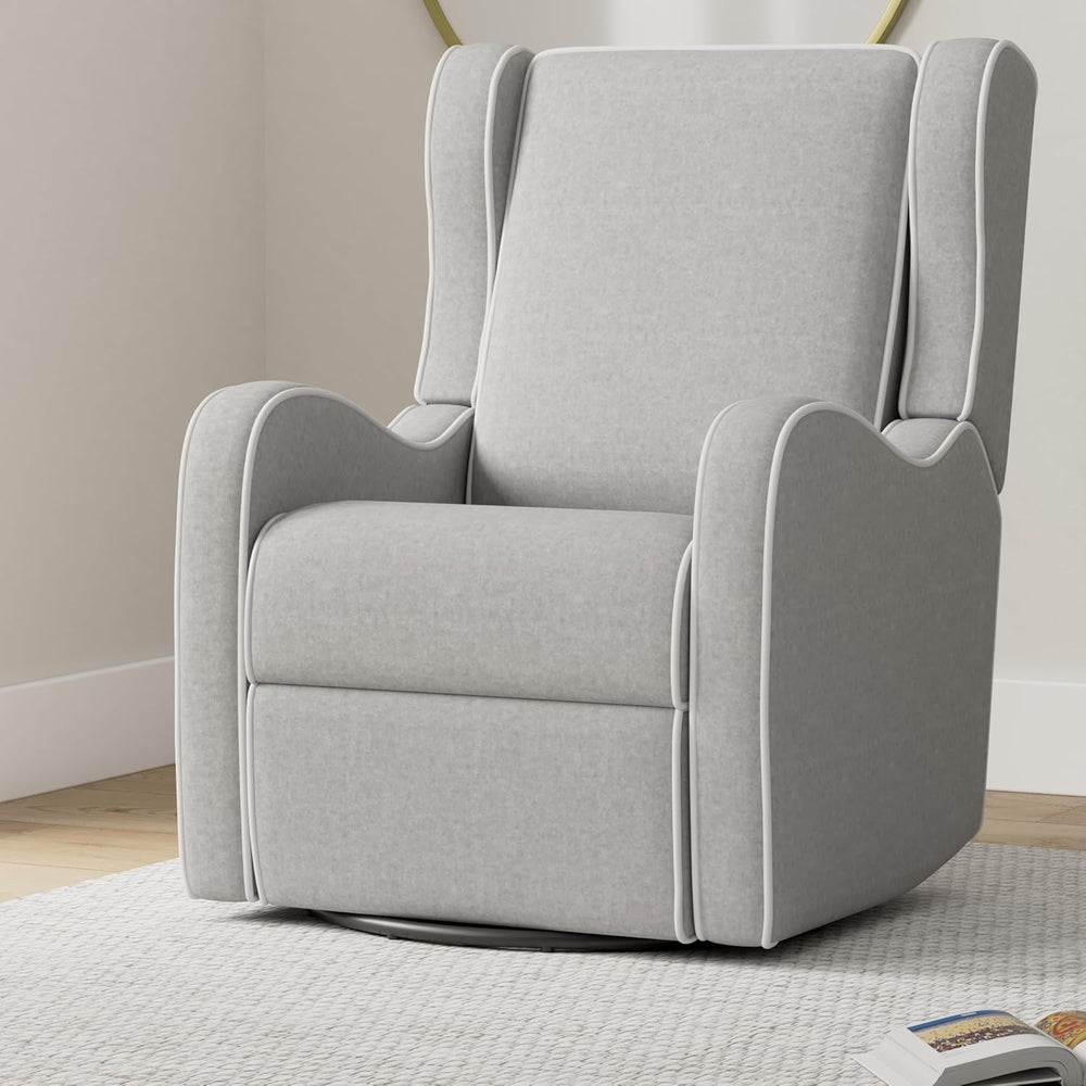 Angel Line Rebecca Upholstered Swivel Gliding Recliner, Gray Linen with White...