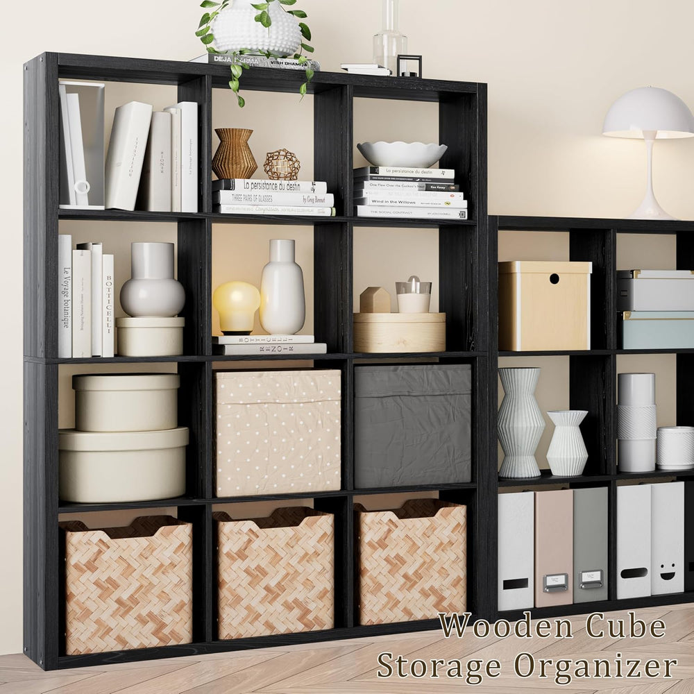 Cube Storage Organizer Bookcase, Decorative 11 inch Open Back Cubical Shelf w...