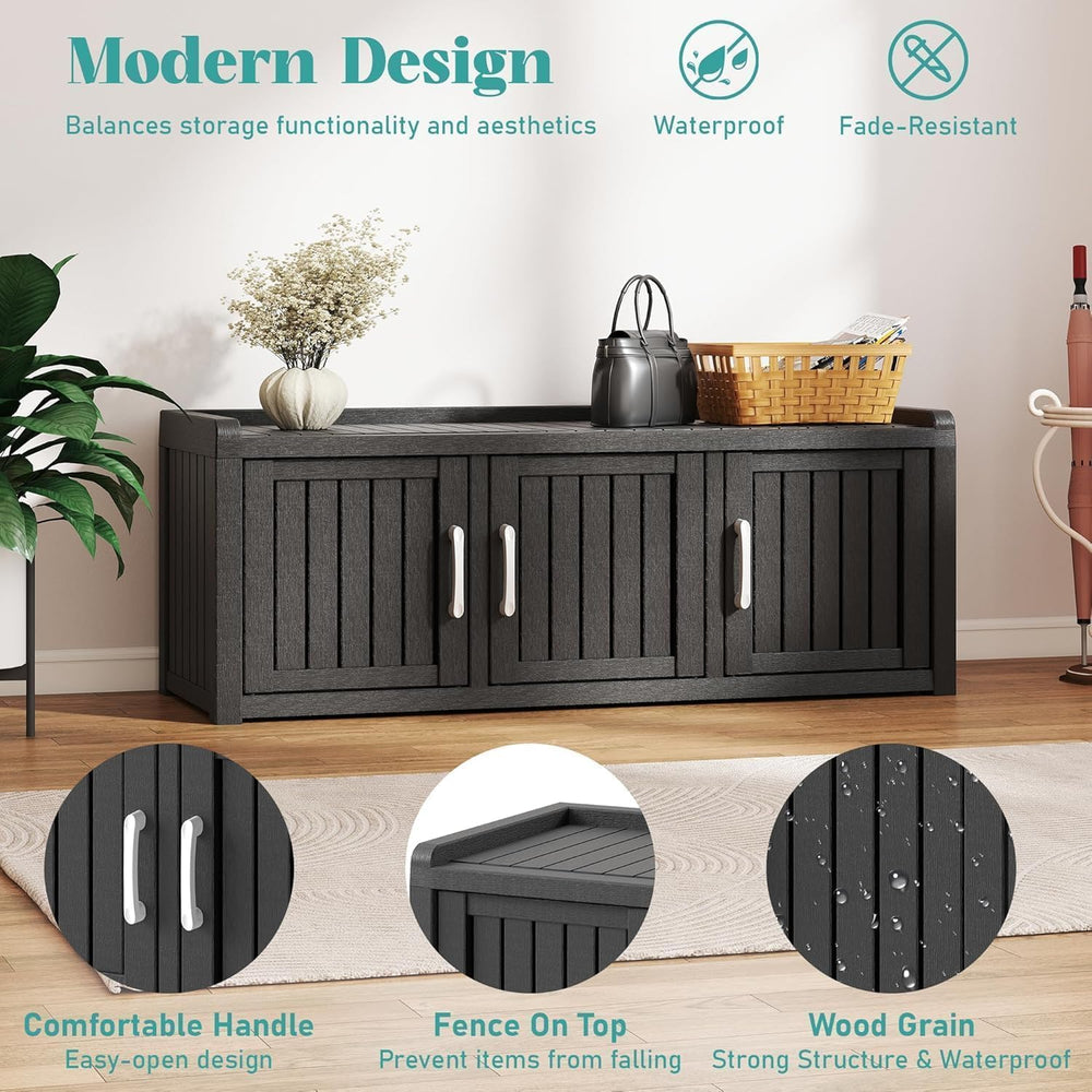 Outdoor Shoe Bench, Waterproof UV-Resistant Indoor Resin Shoe Cabinet, Entryw...
