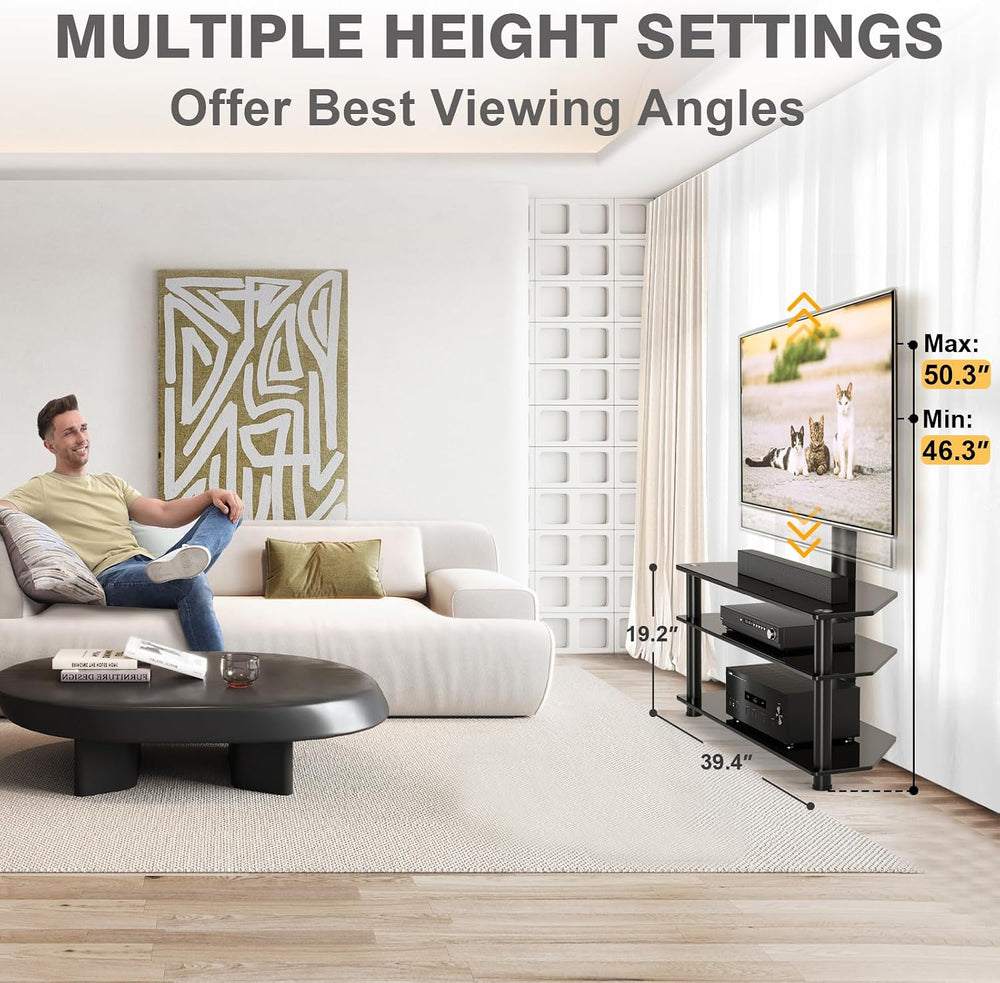 TAVR Furniture Swivel Floor TV Stand for 32-70 Inch TVs - Universal Height Ad...