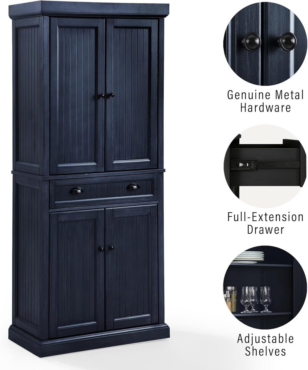 Crosley Furniture Seaside Coastal Pantry Storage Cabinet with Shelves, Kitche...