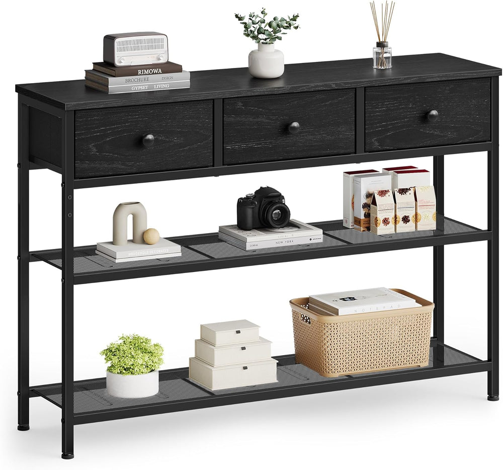 SONGMICS Console Table, Narrow Sofa Table with 2 Mesh Shelves for Entryway, L...