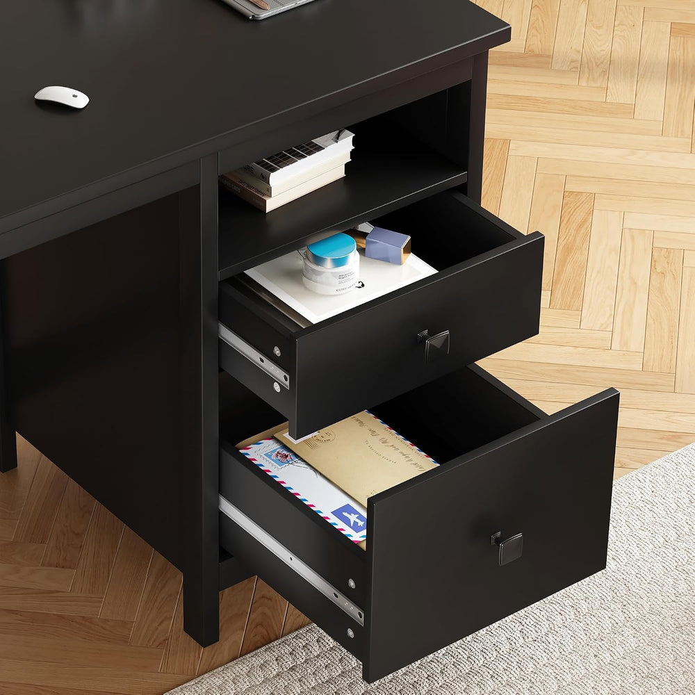 BHG 47.2" Farmhouse Desk with Drawers,Computer Desk for Home Office,Black