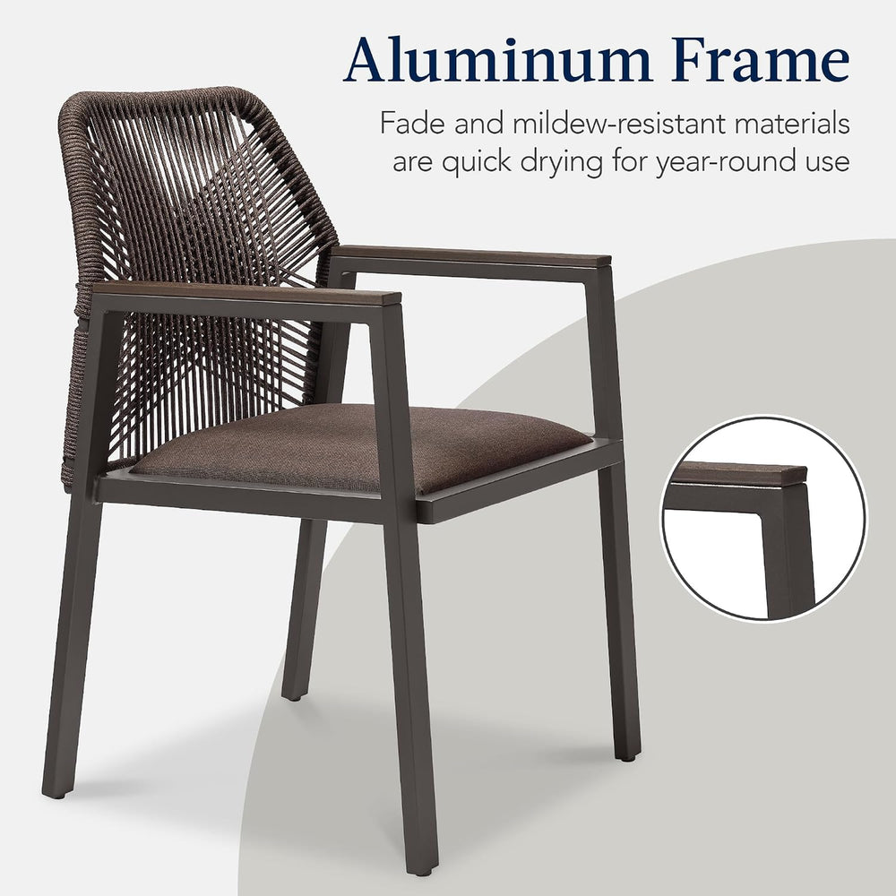 Best Choice Products Outdoor Dining Arm Chair Set of 2, Aluminum Frame with A...