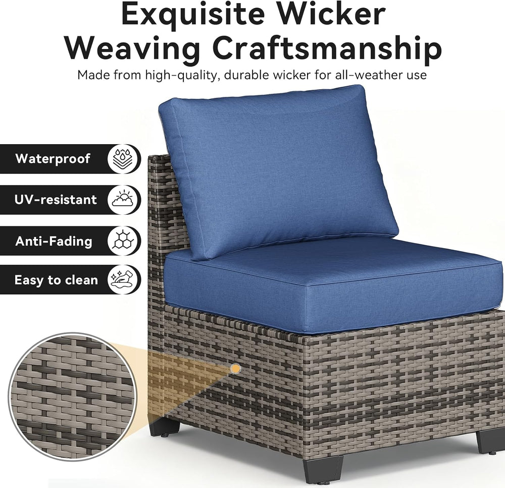 Aoxun 10-Piece Sectional Sofa with 44" Fire Pit, 4" Thicken Cushion...