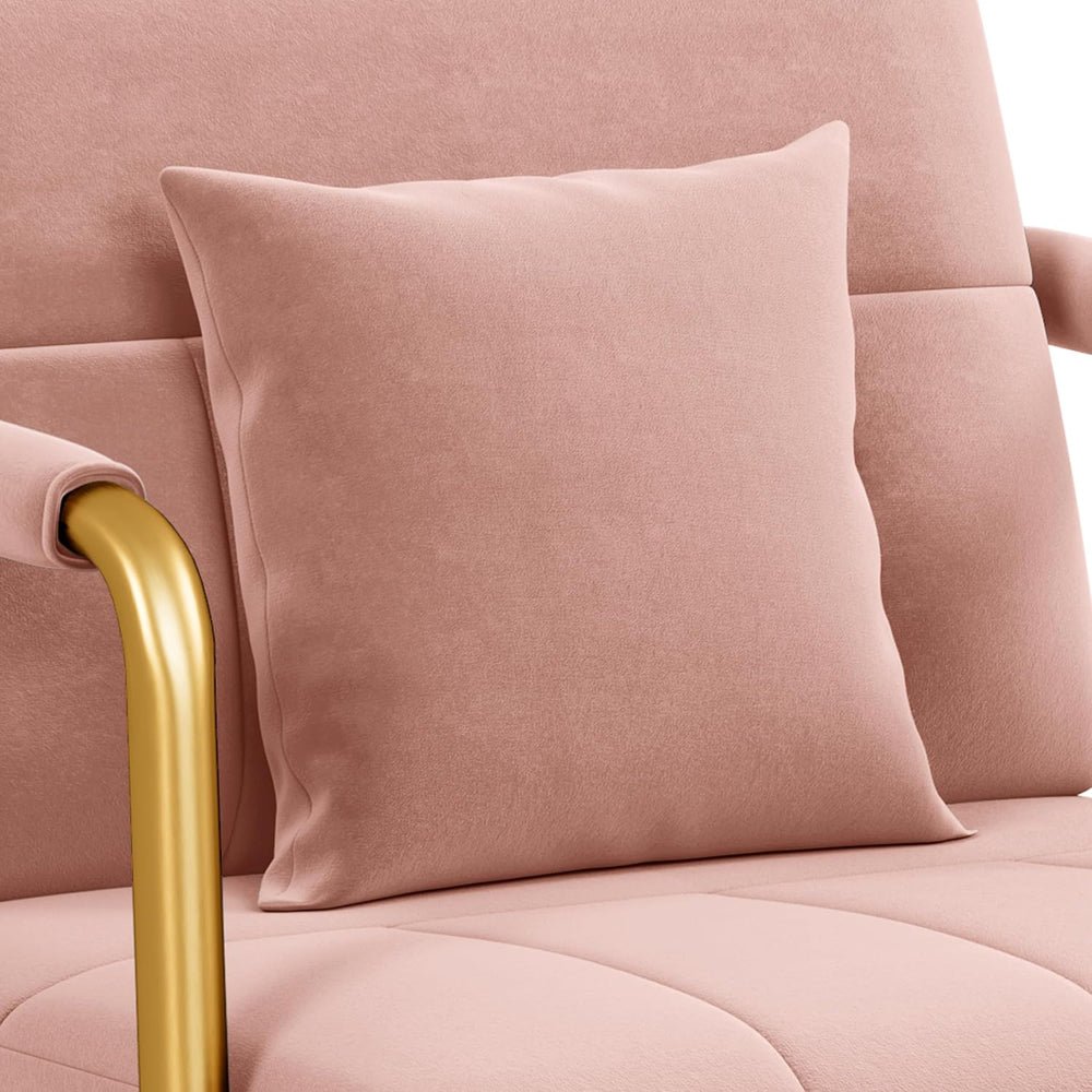 Yaheetech 30" Accent Chair Velvet Armchair with Golden Frame, Pink | Vel...