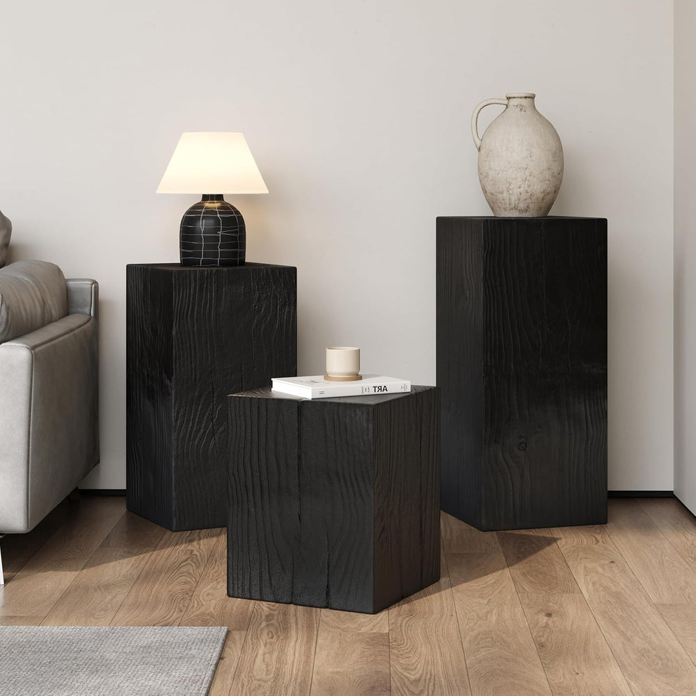 H18'' Square Side Table End Table for Living Room, Modern Farmhouse C...