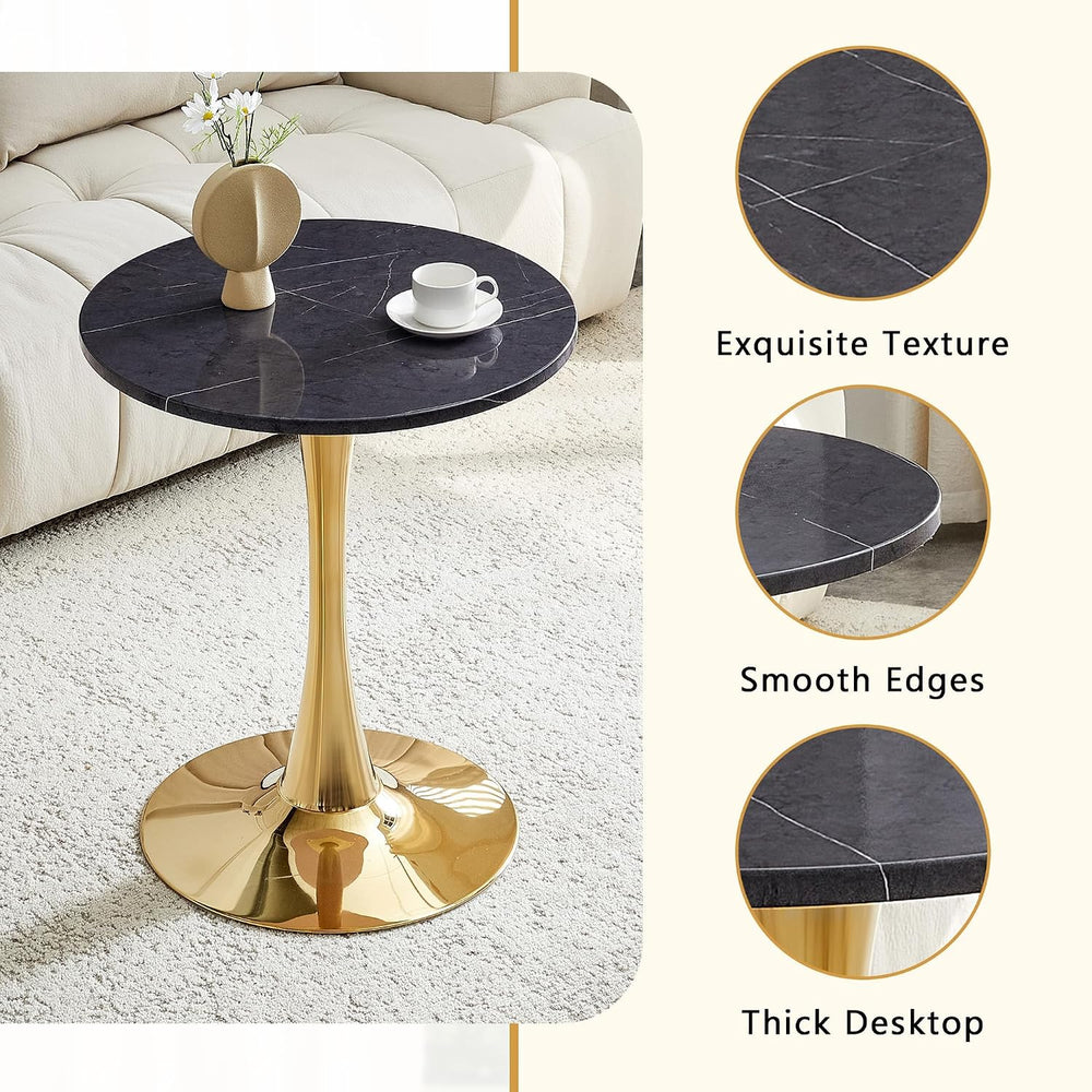 Round Dining Table, 23.6" Circle Tulip Table with Thickened Tabletop &am...
