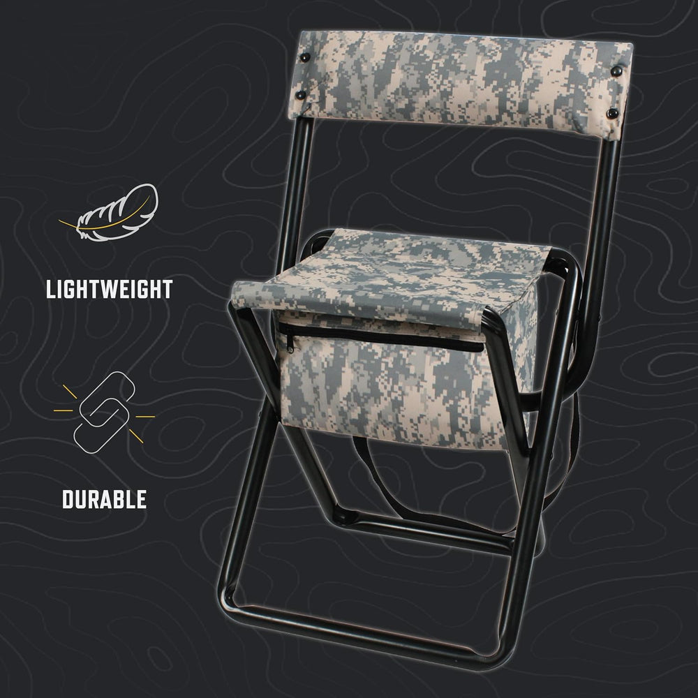 Rothco Deluxe Folding Stool with Back & Pouch - Portable Seating for Outd...