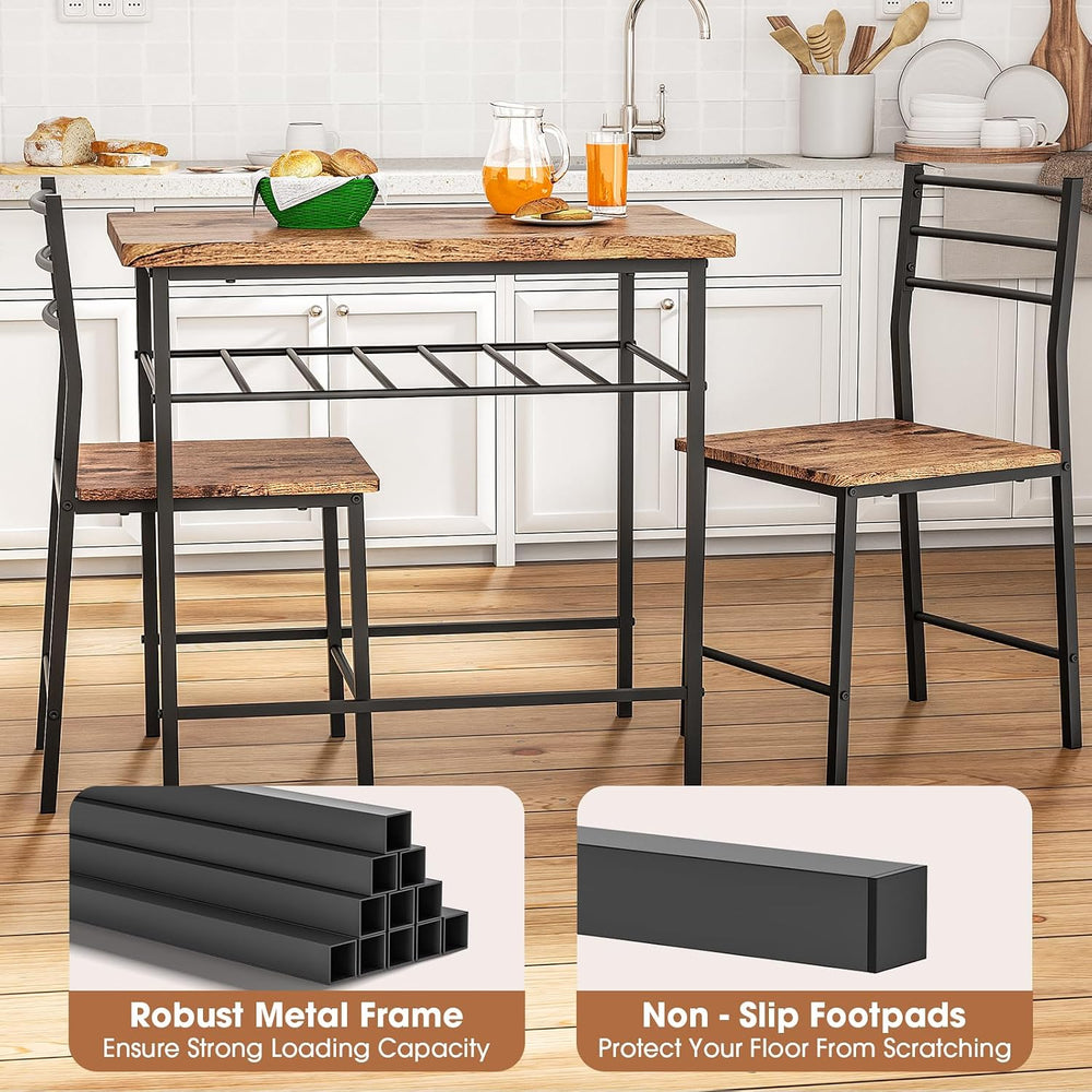 Fenbeli 3 Piece Dining Table Set - Small Kitchen Table & Chair Sets for 2...