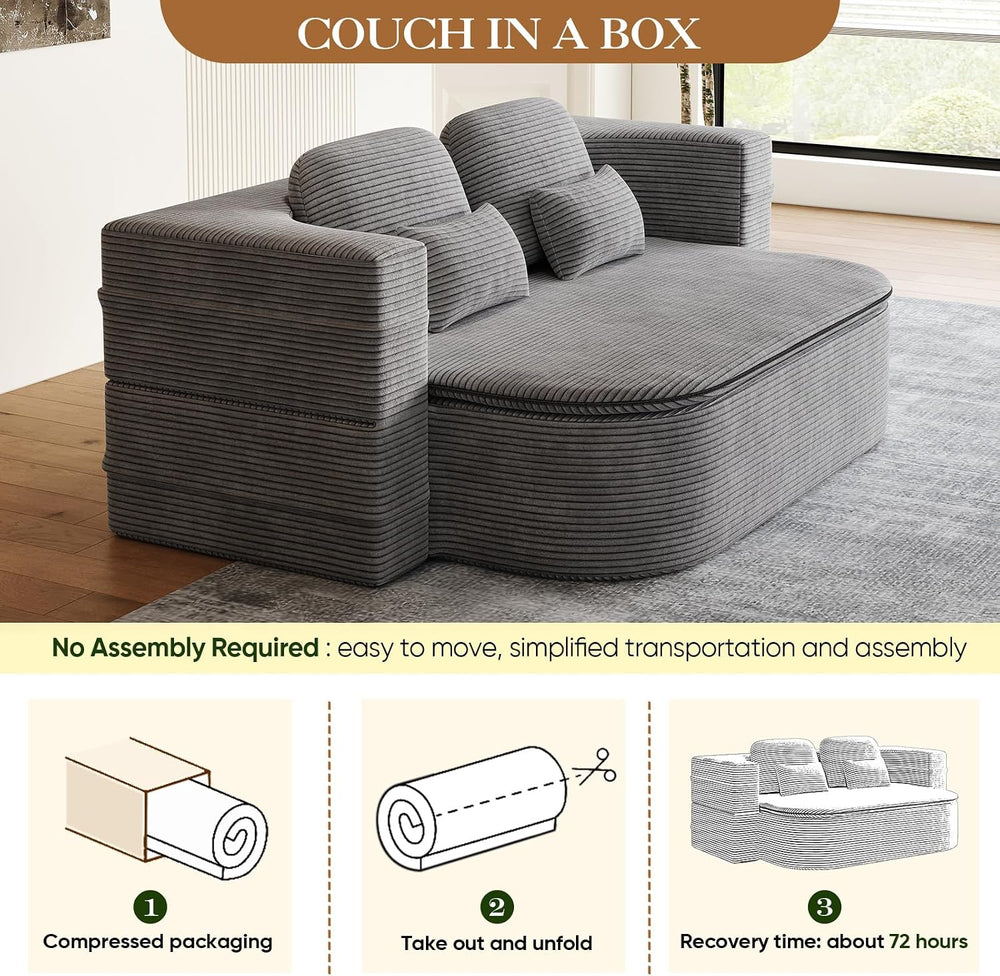 Antetek Convertible Sleeper Sofa, Modern Folding Futon Corduroy Floor Foam Co...