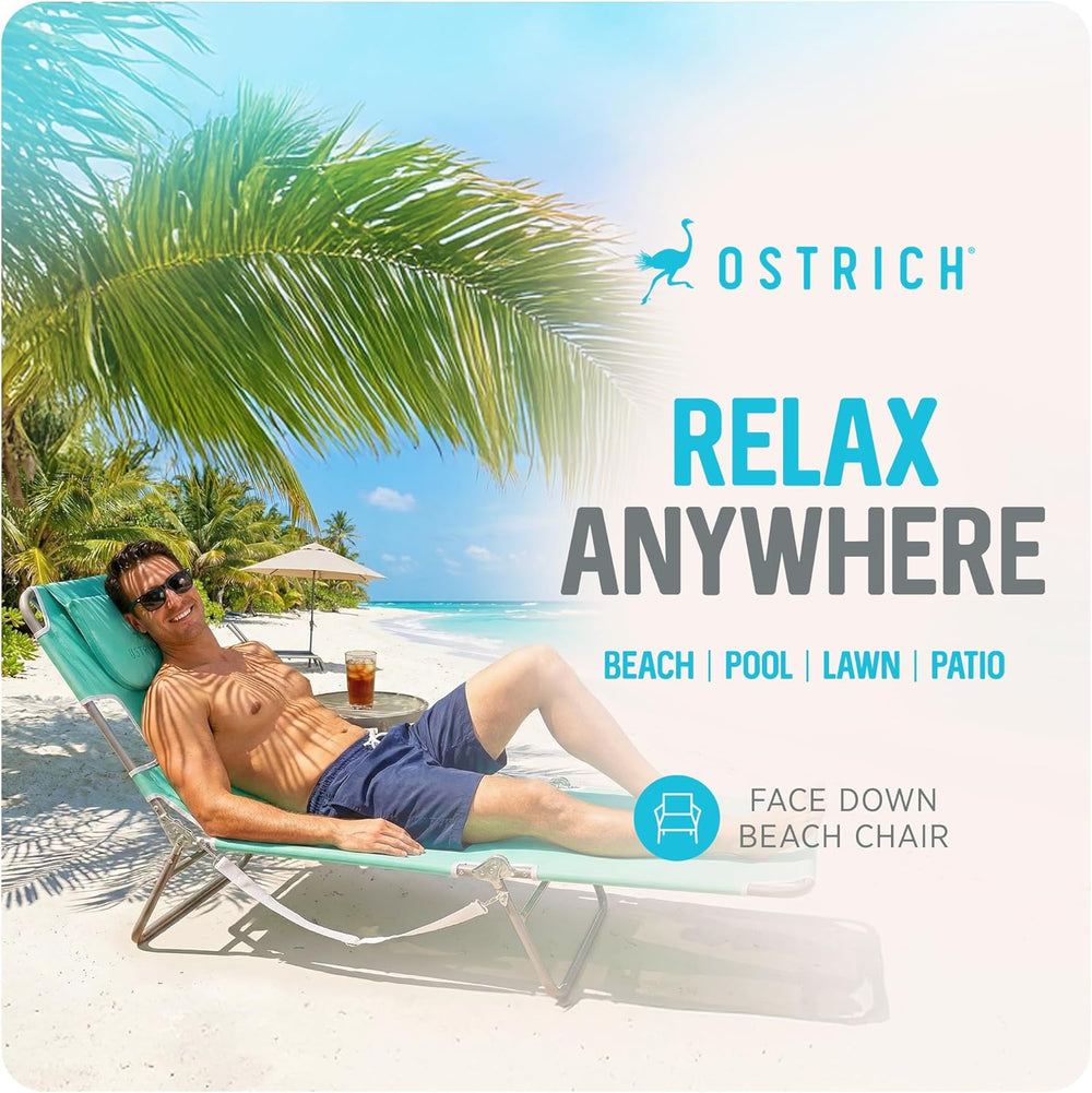 Ostrich The Original Chaise Lounge 72 x 22 Inch Portable Reclining Lounger