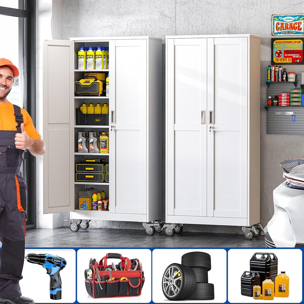 GAIOUS Metal Garage Storage Cabinet with Lock, Steel Tool Cabinet with 2 Door...