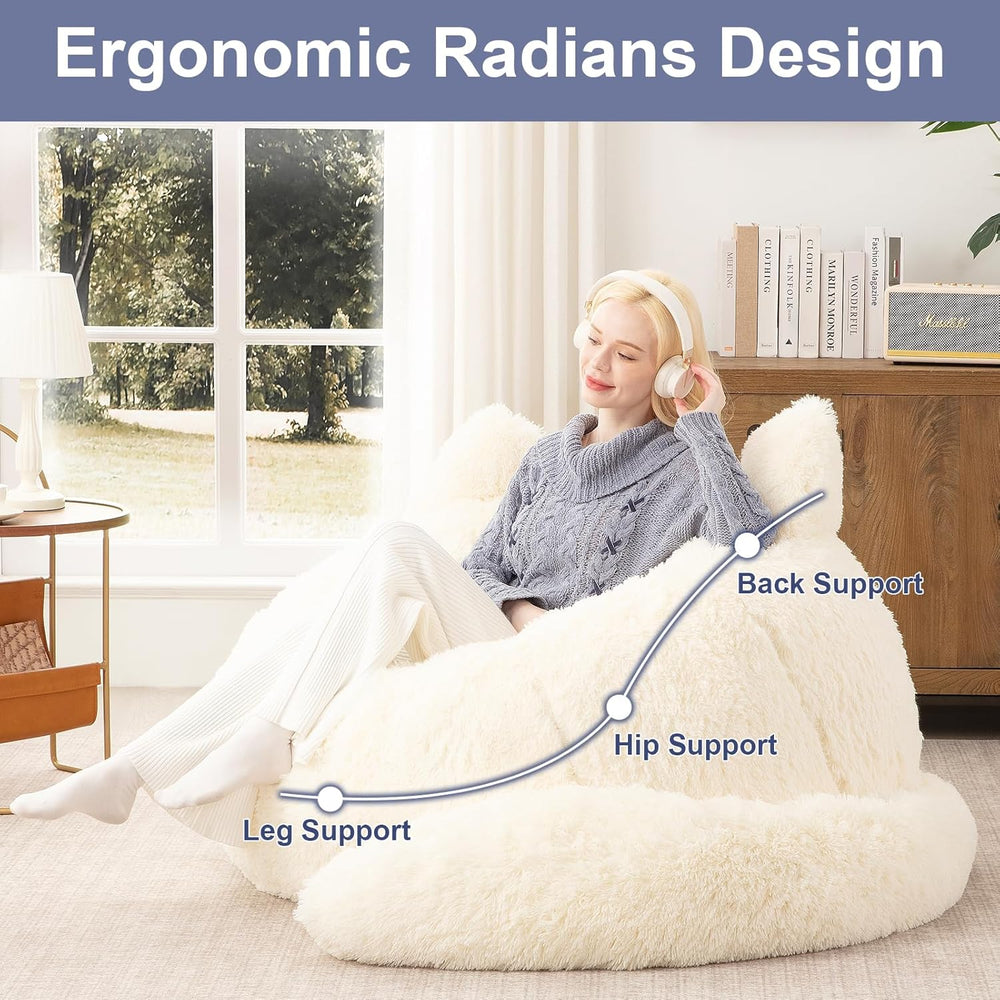 Achicsofar Bean Bag Chair for Adults Teens Giant Faux Fur Bean Bag Chairs wit...