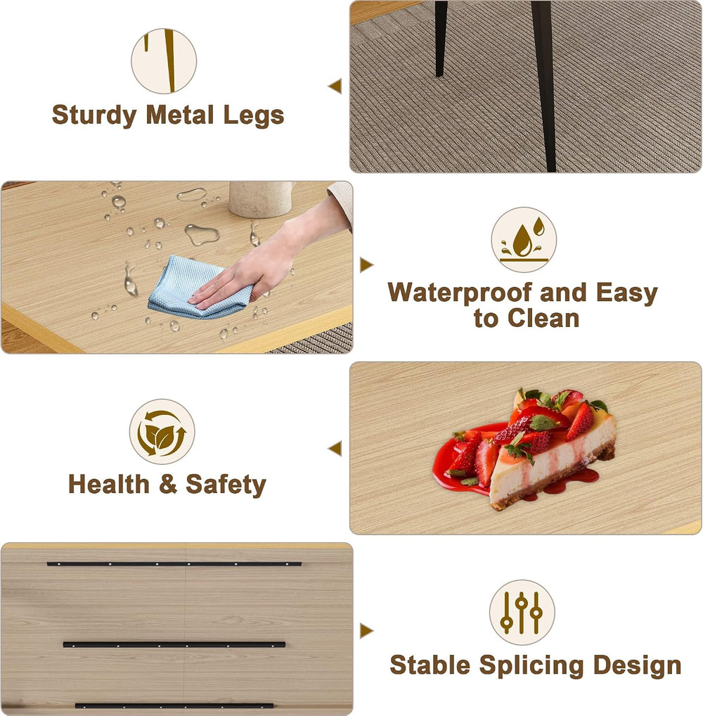 Dining Table, Wooden Tabletop & Rust-Resistant Iron Legs, Rectangular Kit...