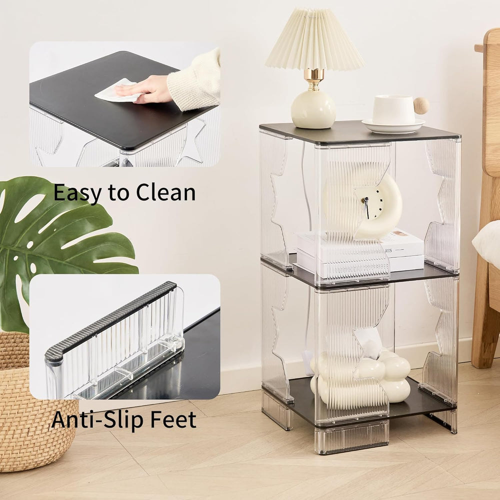 End Tables, Set of 2, Side Table, Small Nightstand for Living Room, Space-Sav...