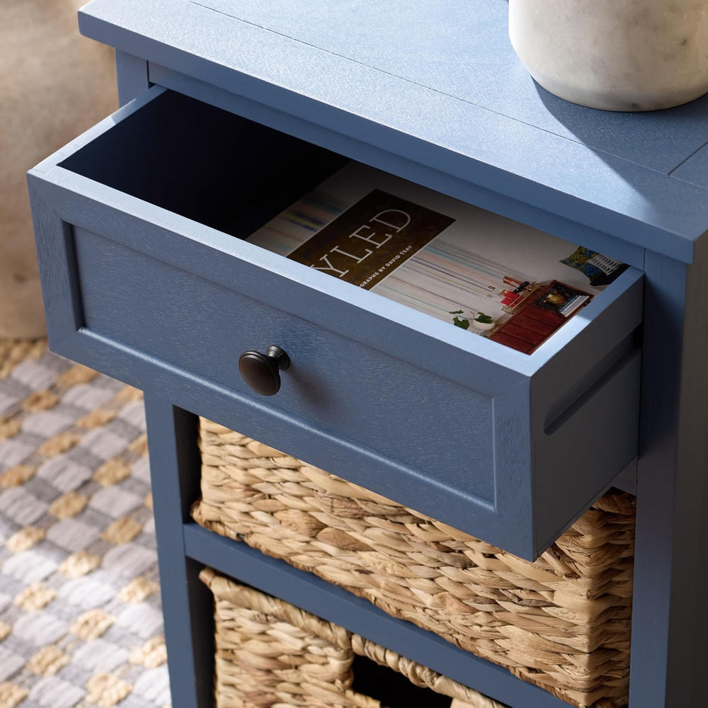 SAFAVIEH Furniture - Carrie 3-Shelf Side Table - Blue - Solid Wood - Farmhous...