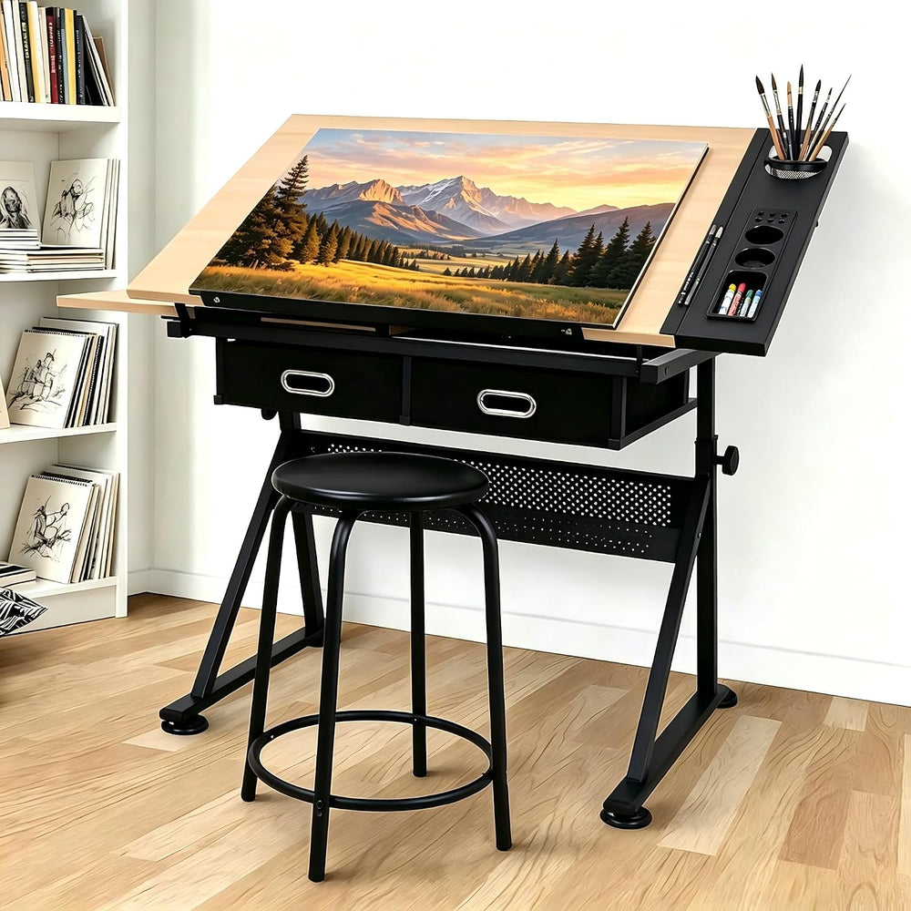 Garvee Height Adjustable Drafting Table, 0-75° Tilting Tabletop | Drawing Tab...