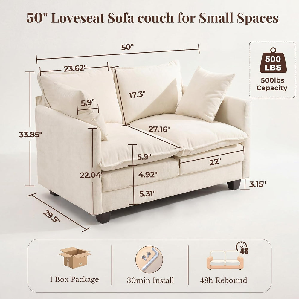 KYJ Loveseat Sofa, Cloud Love Seat Couch 3 Layer Cushion for Small Spaces | 5...