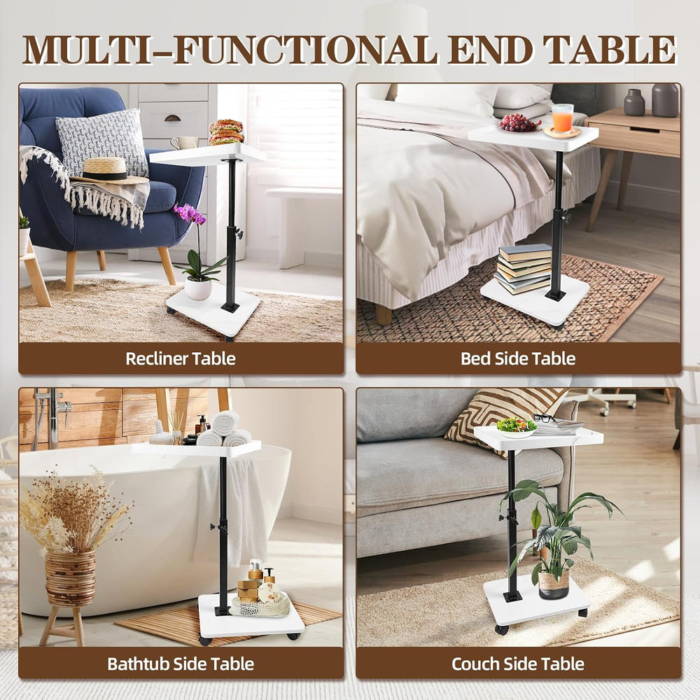 C Table Side Table End Table Adjustable Height,C Shaped End for Couch,Snack T...