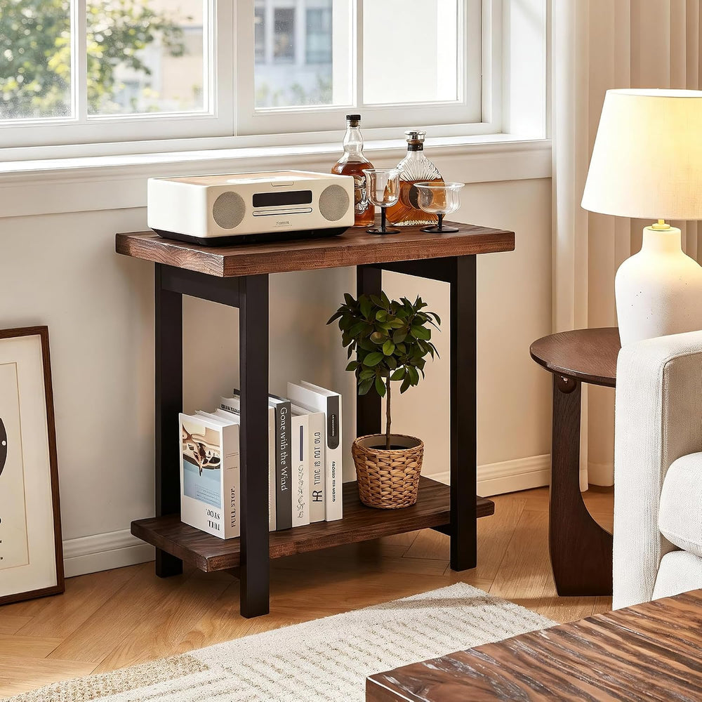 Solid Wood 4 Piece Living Room Table Set, Farmhouse Coffee Console Table and ...
